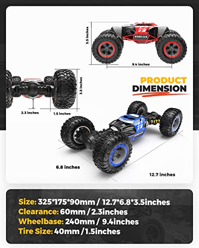 BEZGAR TD141 Remote Control Cars - 1:14 Scale RC Car, 4WD Transform 15 KM/H All Terrains Twist RC Stunt Car, Toy Vehicle with Rechargeable Battery for Boys Kids Girls