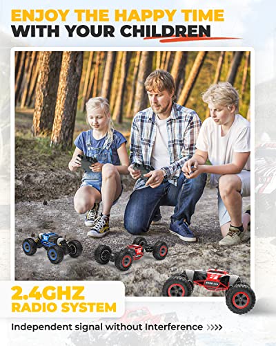 BEZGAR TD141 Remote Control Cars - 1:14 Scale RC Car, 4WD Transform 15 KM/H All Terrains Twist RC Stunt Car, Toy Vehicle with Rechargeable Battery for Boys Kids Girls