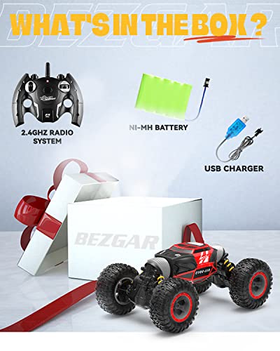 BEZGAR TD141 Remote Control Cars - 1:14 Scale RC Car, 4WD Transform 15 KM/H All Terrains Twist RC Stunt Car, Toy Vehicle with Rechargeable Battery for Boys Kids Girls