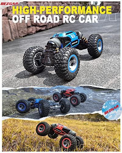 BEZGAR TD141 Remote Control Cars - 1:14 Scale RC Car, 4WD Transform 15 KM/H All Terrains Twist RC Stunt Car, Toy Vehicle with Rechargeable Battery for Boys Kids Girls
