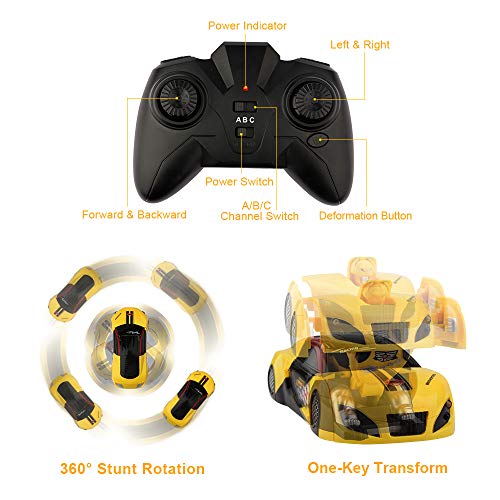 Epoch Air Remote Control Robot, Kids Toys Transformation RC Robot Car 360° Rotation Led Light Radio Controlled Wall Stunt Car Indoor Game Birthday Gifts for Boys Girls 3 4 5 6 7 8 9 10 Years Old