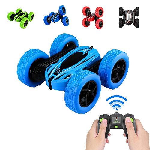 Pup Go RC Stunt Car Toy for Kids, 4WD 2.4GHz Remote Control Cars, 360° Rolling Rotation & Double Side Flips, Birthday Xmas Gifts for Boys Girls Children Age 3+ Years Old (Blue)
