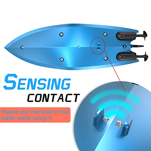 uleway Remote Control Boat, 2.4GHz High Speed Electric Racing Boat, My First Little RC Boat for Kids, Radio Controlled Boat with Rechargeable Batteries, Mini Water Toy Gifts for Pool Lake Pond (Blue)