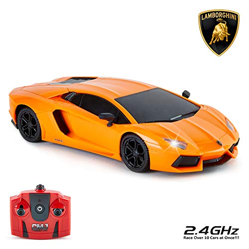 CMJ RC Cars Lamborghini Aventador LP700-4 Officially Licensed Remote Control RC Car 1:24 Scale Working Lights 2.4Ghz (Orange)