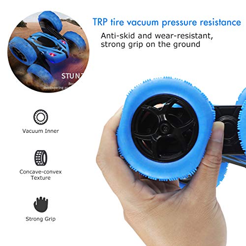 Pup Go RC Stunt Car Toy for Kids, 4WD 2.4GHz Remote Control Cars, 360° Rolling Rotation & Double Side Flips, Birthday Xmas Gifts for Boys Girls Children Age 3+ Years Old (Blue)
