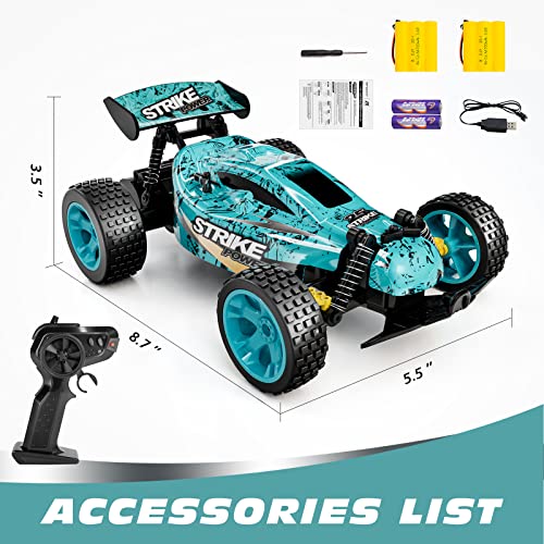 Tecnock RC Car Remote Control Car for Kids, 1:18 High Speed 20 KM/H 2WD RC Buggy, 2.4GHz Off Road Racing Car with Two Rechargeable Batteries, Toys Gift for Boys and Girls