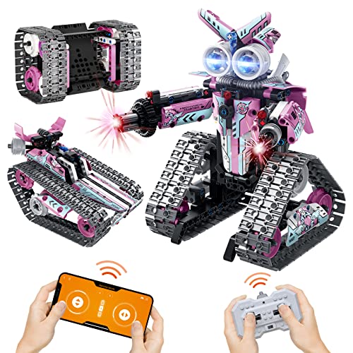 OKKIDY Remote Control Building Toys, 3-in-1 STEM Robot Building Kit for Kids,408 PCS Remote & APP Controlled Stunt Robot,Programming Robot Mindstorms Gift for Boys Girls Ages 6 7 8 9 10+ Year Old
