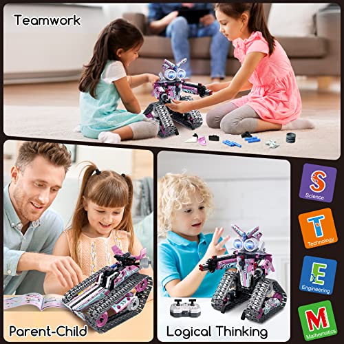 OKKIDY Remote Control Building Toys, 3-in-1 STEM Robot Building Kit for Kids,408 PCS Remote & APP Controlled Stunt Robot,Programming Robot Mindstorms Gift for Boys Girls Ages 6 7 8 9 10+ Year Old