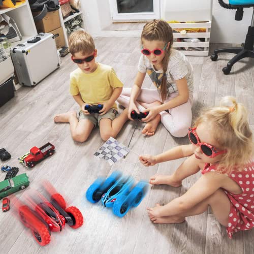 ThinkMax Remote Control Car,2.4Ghz 360°Double Side Flips RC Stunt Car Toy Gift, RC Car for Kids Aged 6-14(RED)