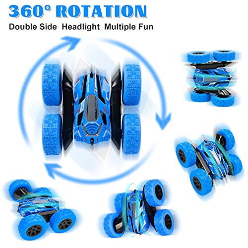 Thedttoy Remote Control Cars 360° Double Side Flips RC Stunt Car, 2.4Ghz High Speed Off Road Car Toys Rechargeable Radio Control Truck Toy, Birthday Children's Day Gift for Boys Kids age 3-12 (Blue)