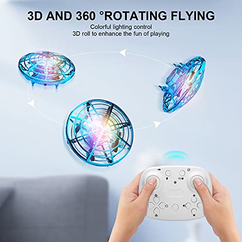 Kriogor UFO Mini Drone for Kids, Remote Control and Hand Controlled 2 Control Modes, Hand Sensor RC Quadcopter Infrared Induction Flying Ball Flying Toys for Boys Girls Christmas Toys Gifts Indoor Toy