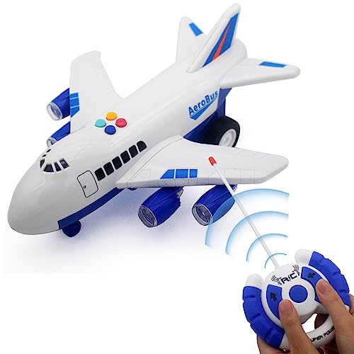 Escomdp 4CH RC Aeroplane Radio Remote Control Vehicle Car Electric Plane Airplane Model Toy Music, Light Kids Birthday Gifts (Blue)