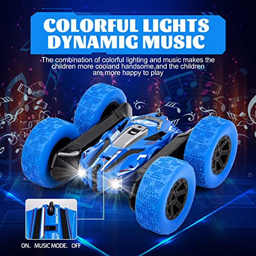 Thedttoy Remote Control Cars 360° Double Side Flips RC Stunt Car, 2.4Ghz High Speed Off Road Car Toys Rechargeable Radio Control Truck Toy, Birthday Children's Day Gift for Boys Kids age 3-12 (Blue)