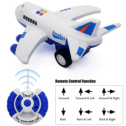 Escomdp 4CH RC Aeroplane Radio Remote Control Vehicle Car Electric Plane Airplane Model Toy Music, Light Kids Birthday Gifts (Blue)