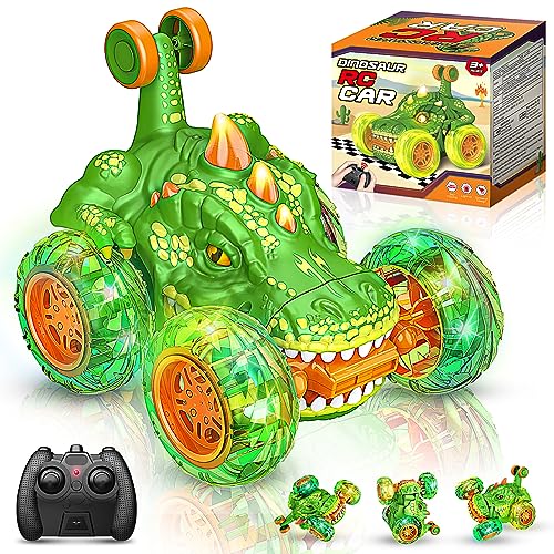 HappyGoLucky Remote Control Cars for Kids, Dinosaur Toys for Boys RC Car Kids Toys for 3-12 Year Old Boys Gifts for 3-12 Year Old Boys Toys Age 3-12 Kids Garden Toys Outdoor Toys Monster Truck Toys