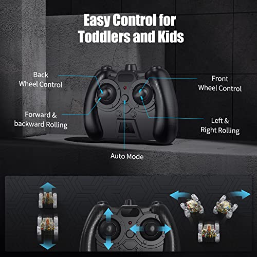 Kizeefun Remote Control Cars Remote Control Car Stunt RC Car for Kids,RC Stunt Car with 360°Flips Rotation Remote Control Cars for Girls n’ Boys with Light Stunt Vehicle Truck Car Boys Toys Girls Toys