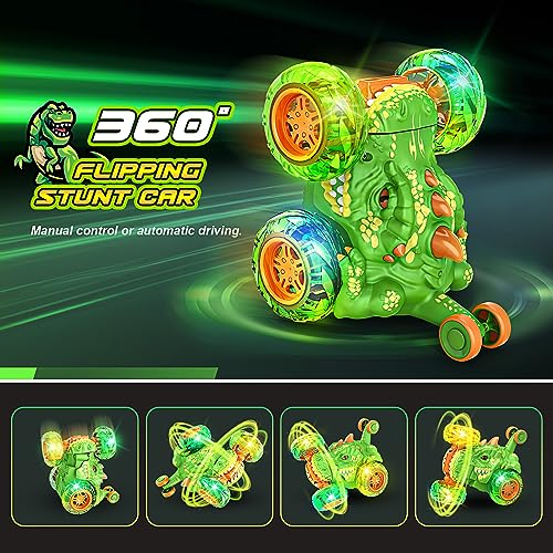 HappyGoLucky Remote Control Cars for Kids, Dinosaur Toys for Boys RC Car Kids Toys for 3-12 Year Old Boys Gifts for 3-12 Year Old Boys Toys Age 3-12 Kids Garden Toys Outdoor Toys Monster Truck Toys