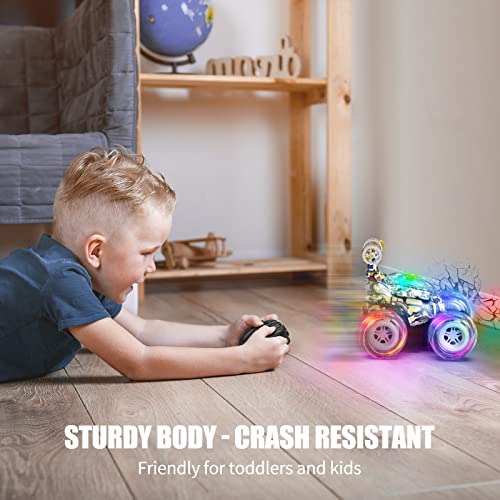 Kizeefun Remote Control Cars Remote Control Car Stunt RC Car for Kids,RC Stunt Car with 360°Flips Rotation Remote Control Cars for Girls n’ Boys with Light Stunt Vehicle Truck Car Boys Toys Girls Toys