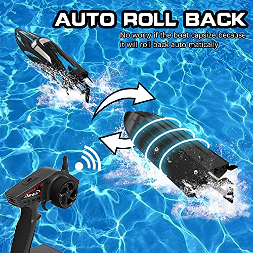 VOLANTEXRC RC Boat Remote Control Boat for Pools and Lakes, 20+ mph Self Righting Racing Boats with Rechargeable Battery for Kids and Adults, with Low Battery Alarm