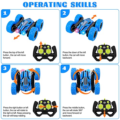 Thedttoy Remote Control Cars 360° Double Side Flips RC Stunt Car, 2.4Ghz High Speed Off Road Car Toys Rechargeable Radio Control Truck Toy, Birthday Children's Day Gift for Boys Kids age 3-12 (Blue)