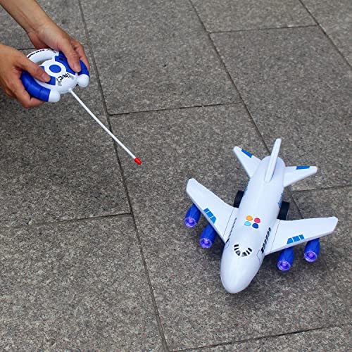 Escomdp 4CH RC Aeroplane Radio Remote Control Vehicle Car Electric Plane Airplane Model Toy Music, Light Kids Birthday Gifts (Blue)