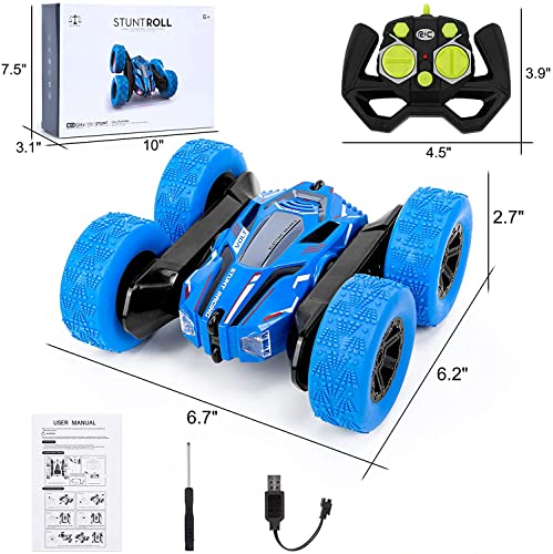 Thedttoy Remote Control Cars 360° Double Side Flips RC Stunt Car, 2.4Ghz High Speed Off Road Car Toys Rechargeable Radio Control Truck Toy, Birthday Children's Day Gift for Boys Kids age 3-12 (Blue)
