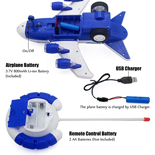 Escomdp 4CH RC Aeroplane Radio Remote Control Vehicle Car Electric Plane Airplane Model Toy Music, Light Kids Birthday Gifts (Blue)