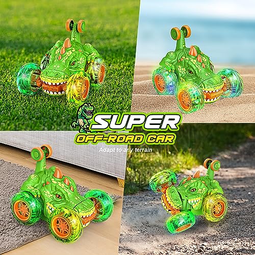 HappyGoLucky Remote Control Cars for Kids, Dinosaur Toys for Boys RC Car Kids Toys for 3-12 Year Old Boys Gifts for 3-12 Year Old Boys Toys Age 3-12 Kids Garden Toys Outdoor Toys Monster Truck Toys