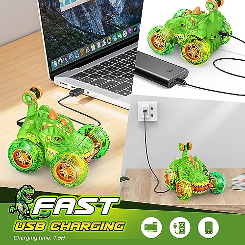 HappyGoLucky Remote Control Cars for Kids, Dinosaur Toys for Boys RC Car Kids Toys for 3-12 Year Old Boys Gifts for 3-12 Year Old Boys Toys Age 3-12 Kids Garden Toys Outdoor Toys Monster Truck Toys