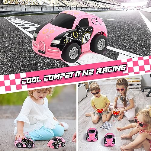 VATOS Remote Control Car Toys for Girls, Mini Pink RC Car Toy for 2 3 4 5 6 Year Old Girls, Remote Control Toy Vehicles with Light for Kids Birthday Gifts