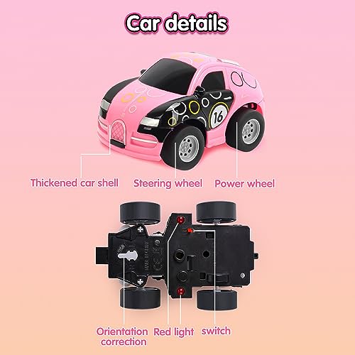 VATOS Remote Control Car Toys for Girls, Mini Pink RC Car Toy for 2 3 4 5 6 Year Old Girls, Remote Control Toy Vehicles with Light for Kids Birthday Gifts