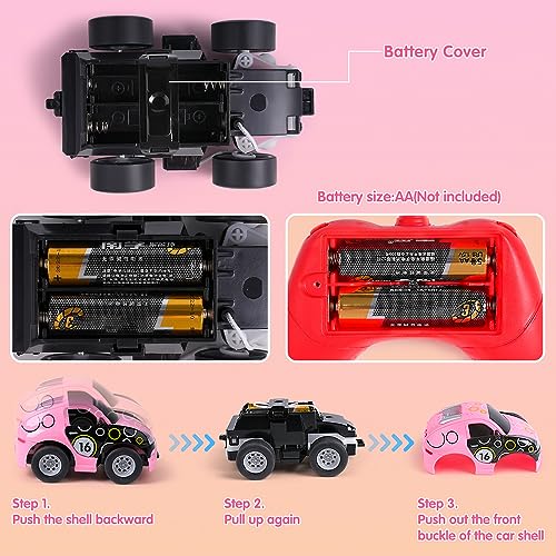 VATOS Remote Control Car Toys for Girls, Mini Pink RC Car Toy for 2 3 4 5 6 Year Old Girls, Remote Control Toy Vehicles with Light for Kids Birthday Gifts