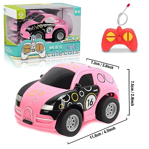 VATOS Remote Control Car Toys for Girls, Mini Pink RC Car Toy for 2 3 4 5 6 Year Old Girls, Remote Control Toy Vehicles with Light for Kids Birthday Gifts