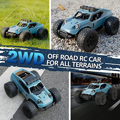 Kizeefun Remote Control Car for Boys, 2.4Ghz 1/20 RC Car Off-Road Vehicle 20km/h All Terrain Electric Toy Off-Road RC Car with 2 Batteries 50min Playtime and LED Headlight Gift for Kids