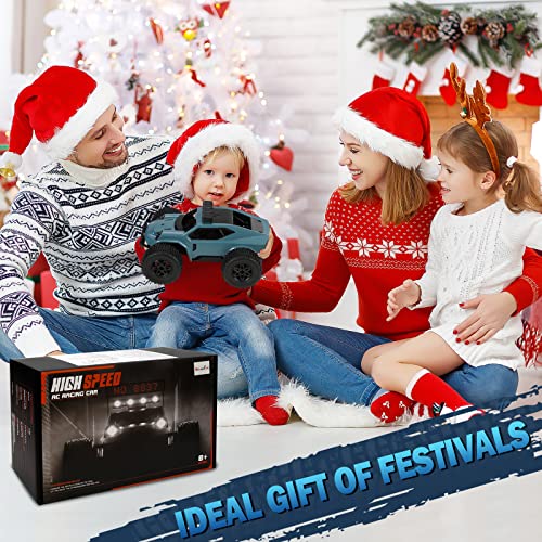 Kizeefun Remote Control Car for Boys, 2.4Ghz 1/20 RC Car Off-Road Vehicle 20km/h All Terrain Electric Toy Off-Road RC Car with 2 Batteries 50min Playtime and LED Headlight Gift for Kids