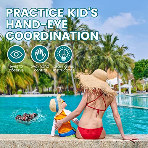 Tecnock Amphibious Remote Control Cars for Kids, 2.4GHz 360 Degree Rotating Waterproof RC Stunt Car, 4WD Off Road Pool Toys Remote Control Boat, Gifts for Kids Girls Boys 4,5,6,7,8,9+ Years Old