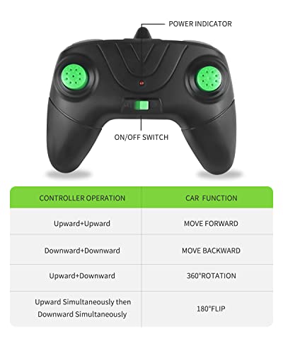 Maxesla Remote Control Cars 360° Double Side Flips, 2.4GHz RC Radio Controlled RC Car, High Speed 4WD Stunt RC Cars, LED Headlights Remote Control Car for 3 4 5 6 7 8 9 Years Old Boys Toys, Green