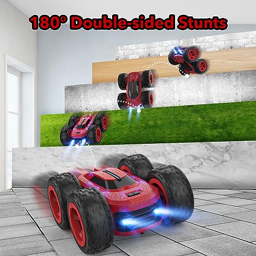 Allaugh Remote Control Car Toy for Kids, 2.4G Double Side RC Stunt Crawler 4WD Racing Radio Car Fast Offroad Car Game Cool Gadget Stocking Filler Xmas Gift Present for Boys Girls Children Teenager