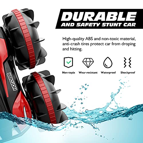 Tecnock Amphibious Remote Control Cars for Kids, 2.4GHz 360 Degree Rotating Waterproof RC Stunt Car, 4WD Off Road Pool Toys Remote Control Boat, Gifts for Kids Girls Boys 4,5,6,7,8,9+ Years Old