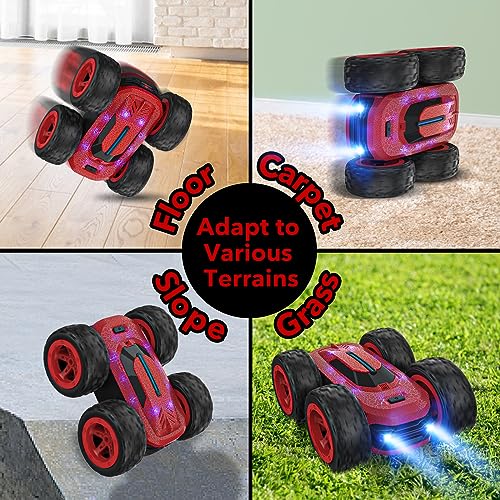 Allaugh Remote Control Car Toy for Kids, 2.4G Double Side RC Stunt Crawler 4WD Racing Radio Car Fast Offroad Car Game Cool Gadget Stocking Filler Xmas Gift Present for Boys Girls Children Teenager