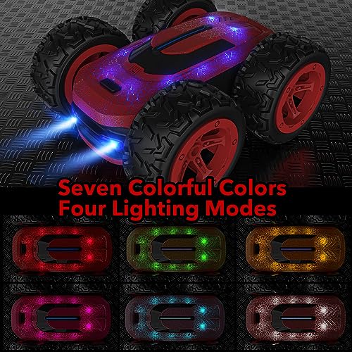 Allaugh Remote Control Car Toy for Kids, 2.4G Double Side RC Stunt Crawler 4WD Racing Radio Car Fast Offroad Car Game Cool Gadget Stocking Filler Xmas Gift Present for Boys Girls Children Teenager