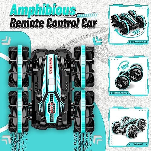 HappyGoLucky Toys for 3-12 Year Old Boys, Amphibious Remote Control Cars for Kids Age 3 4 5 RC Stunt Car Boys Toys Age 6 7 8 Outdoor Toys 3-10 Year Old Boys Gifts Age 4-12 Kids Toys Age 3-12