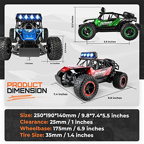 BEZGAR TB141 Remote Control Cars - 1:14 Scale RC Car, 2WD 20KM/H All-Terrains Toy Off Road Vehicle Monster Truck with Two Rechargeable Batteries for Boys Kids Adults and Girls, Red
