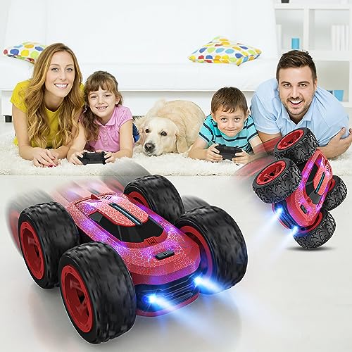 Allaugh Remote Control Car Toy for Kids, 2.4G Double Side RC Stunt Crawler 4WD Racing Radio Car Fast Offroad Car Game Cool Gadget Stocking Filler Xmas Gift Present for Boys Girls Children Teenager