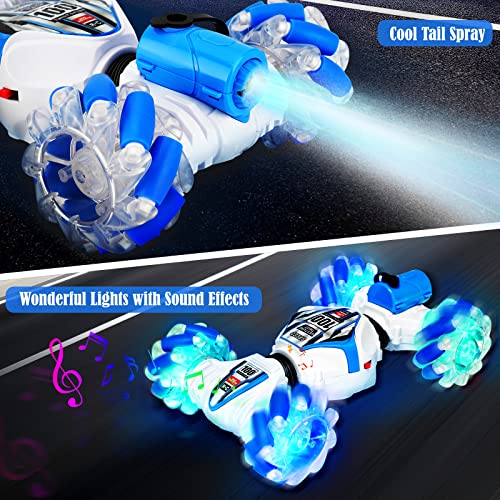Achort Remote Control Car for Kids 2.4GHz RC Stunt Twist Car Toy Transform Racing Car with Gesture Control 4WD Off Road Crawler with Light and Spray Christmas Birthday Toys Gift for Boys Girls