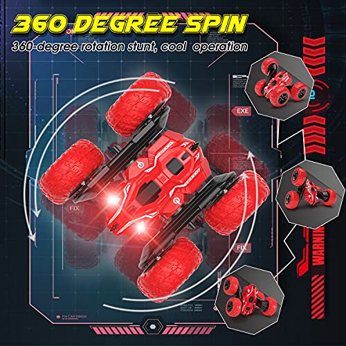 voltenick Remote Control Car 4WD RC Car 360°Double Side Flips 2.4GHz RC Radio Controlled High Speed Stunt Car Toy Cars for 6-12 Years Old Kids Boys Gift (Red)