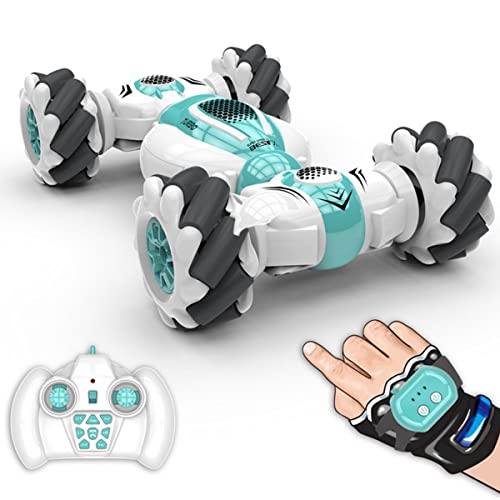 Fanomini Remote Control Car Toy 360° Rotation Transforming Gesture Induction Stunt Car Rechargeable Reusable Hand Controlled 4WD Off-Road Drift Car with 220mA Battery for Kids Boys Girls (green)
