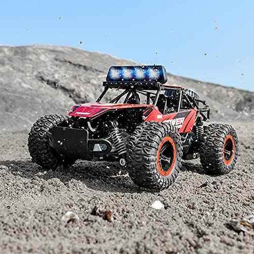 BEZGAR TB141 Remote Control Cars - 1:14 Scale RC Car, 2WD 20KM/H All-Terrains Toy Off Road Vehicle Monster Truck with Two Rechargeable Batteries for Boys Kids Adults and Girls, Red