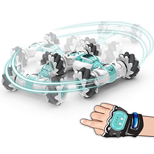 Fanomini Remote Control Car Toy 360° Rotation Transforming Gesture Induction Stunt Car Rechargeable Reusable Hand Controlled 4WD Off-Road Drift Car with 220mA Battery for Kids Boys Girls (green)