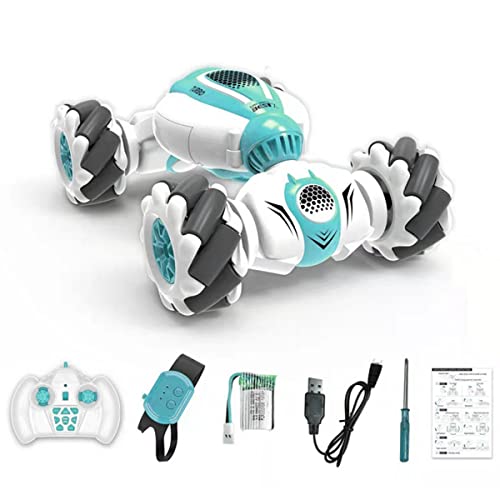 Fanomini Remote Control Car Toy 360° Rotation Transforming Gesture Induction Stunt Car Rechargeable Reusable Hand Controlled 4WD Off-Road Drift Car with 220mA Battery for Kids Boys Girls (green)